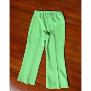 Vintage 70's Neon Green Textured Fun High Waisted Pants Stretch Small Med Hippie